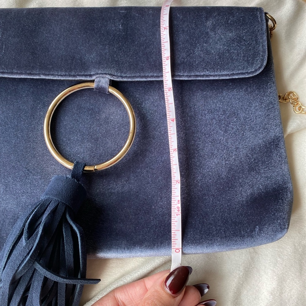 Street Level Blue and Gold Clutch Velvet Wristlet - Picture 7 of 9